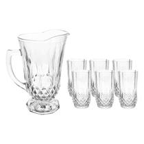 Conjunto 7 Pçs Jarra e 6 Copos de Vidro Sodo-Calcico Roberta Lyor Conjunto 7 Pçs Jarra e 6 Copos de Vidro Sodo-Calcico Roberta Lyor