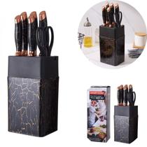 Conjunto 7 Peças De Facas Anti-aderente Marmorizadas Cozinha Gourment Conjunto 7 Peças De Facas Anti-aderente Marmorizadas Cozinha Gourment
