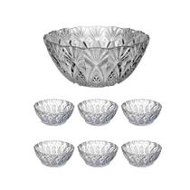 Conjunto 7 Peças de Vidro Lapidado Málaga 1 Bowl Grande + 6 Tigelas de Sobremesa Elegante e Resistente Conjunto 7 Peças de Vidro Lapidado Málaga 1 Bowl Grande + 6 Tigelas de Sobremesa Elegante e Resistente