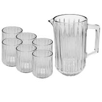 Conjunto 7 Peças Jarra com 6 Copos de Cristal Ecológico Bangkok 1,45L/300ml - Wolff Conjunto 7 Peças Jarra com 6 Copos de Cristal Ecológico Bangkok 1,45L/300ml - Wolff
