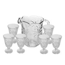 Conjunto 7 peças Jarra De Vidro 1,3L e 6 Taças de 240ml Palm - Lyor Conjunto 7 peças Jarra De Vidro 1,3L e 6 Taças de 240ml Palm - Lyor