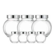 Conjunto 7 Porta Condimentos de Vidro com Tampa Inox - Home Land Conjunto 7 Porta Condimentos de Vidro com Tampa Inox - Home Land