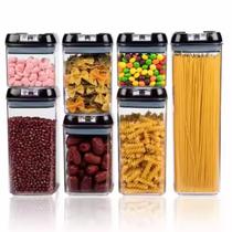 Conjunto 7 Potes Hermetico Armazenar Alimentos Grãos e etc