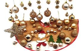 Conjunto 71 Pçs Completo P/arvore Natal Cor Champanhe Saia Conjunto 71 Pçs Completo P/arvore Natal Cor Champanhe Saia
