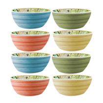 Conjunto 8 Bowl Tigela Cerâmica 551Ml Selva Pássaro