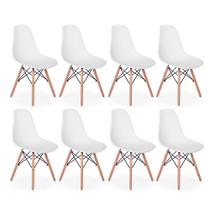 Conjunto 8 Cadeiras Charles Eames Eiffel Wood Base Madeira - Branca Conjunto 8 Cadeiras Charles Eames Eiffel Wood Base Madeira - Branca