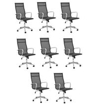 Conjunto 8 Cadeiras de Escritório Presidente Giratória Sevilha Alta Tela Conjunto 8 Cadeiras de Escritório Presidente Giratória Sevilha Alta Tela