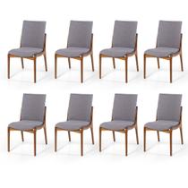 Conjunto 8 Cadeiras de Jantar Estofada em Madeira Garbo Cinza Escuro Straub Web