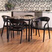 Conjunto 8 Cadeiras de Plástico Polipropileno Empilhável Glass Plus Preto