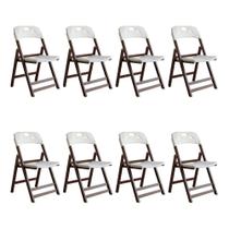 Conjunto 8 Cadeiras Dobráveis Elegance Imbuia Assento Polipropileno Varanda Área Gourmet - Branco Conjunto 8 Cadeiras Dobráveis Elegance Imbuia Assento Polipropileno Varanda Área Gourmet - Branco