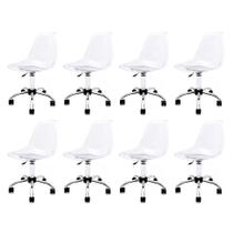 Conjunto 8 Cadeiras Eames Pc Transparente Office Cromada