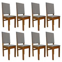 Conjunto 8 Cadeiras Encosto Estofado Zamarchi Canela Joli Creme