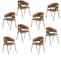 Conjunto 8 Cadeiras Jantar Base Metal Retro Conjunto 8 Cadeiras Jantar Base Metal Retro