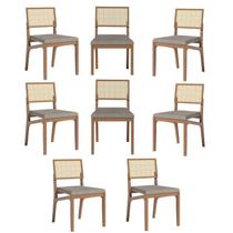 Conjunto 8 Cadeiras King Em Madeira Maciça Com Tela Estofada Linho