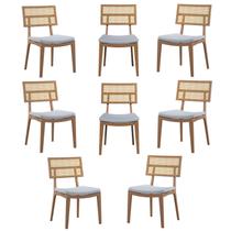 Conjunto 8 Cadeiras Madeira Maciça Esparta Encosto Tela Assento Linho