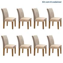 Conjunto 8 Cadeiras para Sala de Jantar Espanha Bege/Ypê Conjunto 8 Cadeiras para Sala de Jantar Espanha Bege/Ypê
