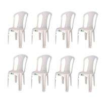 Conjunto 8 Cadeiras Plasticas Bistro Branco Sem Braço Duo - Duoplast