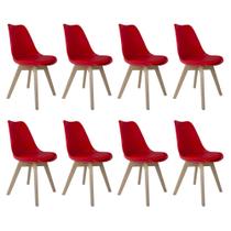 Conjunto 8 Cadeiras Saarinen Vermelha Wood