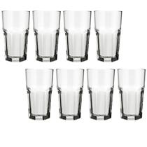 Conjunto 8 Copo Bristol Transparente 340ml Vidro Drinks