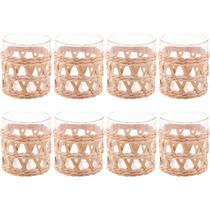 Conjunto 8 Copos Baixos de Vidro Wolff com Sisal 320ml Decorados Fibra Natural Rústicos Conjunto 8 Copos Baixos de Vidro Wolff com Sisal 320ml Decorados Fibra Natural Rústicos