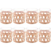 Conjunto 8 Copos Baixos de Vidro Wolff com Sisal 320ml Decorados Fibra Natural Rústicos Conjunto 8 Copos Baixos de Vidro Wolff com Sisal 320ml Decorados Fibra Natural Rústicos