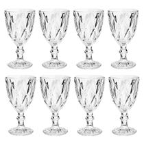 Conjunto 8 Copos Transparente Taça Diamante 300ml