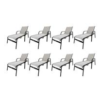 Conjunto 8 Espreguiçadeiras Reclináveis em Alumínio com Tela Cannes