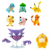 Conjunto 8 Figuras Pokémon - Bulbasauro, Squirtle, Charmander, Pikachu, Houndour, Jigglypuff, Haunter, Psyduck