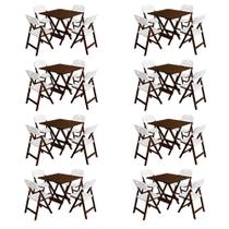 Conjunto 8 Jogos Mesa Dobrável Elegance 70x70 8 Ripas com 4 Cadeiras Imbuia Polipropileno - Branco Conjunto 8 Jogos Mesa Dobrável Elegance 70x70 8 Ripas com 4 Cadeiras Imbuia Polipropileno - Branco