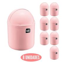 Conjunto 8 Lixeiras com Tampa p Escritorio Gourmet Rosa 4L