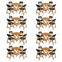 Conjunto 8 Mesas Dobráveis Elegance 70x70 8 Ripas 4 Cadeiras Natural Assento Polipropileno - Preto Conjunto 8 Mesas Dobráveis Elegance 70x70 8 Ripas 4 Cadeiras Natural Assento Polipropileno - Preto