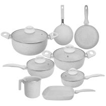 Conjunto 8 Panela Revestimento Cerâmica Antiaderente Ibiza Vanilla Branco - CASAMBIENTE