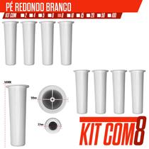 Conjunto 8 pçs pezinhos para moveis Com altura de 14cm Branco