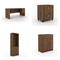 Conjunto 8 Peças com 2 Escrivaninhas, 3 Gaveteiros, 2 Estantes e 1 Armário Multiuso Baixo Conjunto 8 Peças com 2 Escrivaninhas, 3 Gaveteiros, 2 Estantes e 1 Armário Multiuso Baixo