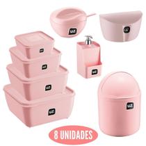 Conjunto 8 Peças Organizadores Casa Cozinha Rosa UZ