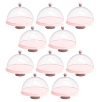 Conjunto 8 Porta Bolos Tortas 25cm com Cúpula e Pé Rosa Confeitaria Hotel Bubble Crippa Conjunto 8 Porta Bolos Tortas 25cm com Cúpula e Pé Rosa Confeitaria Hotel Bubble Crippa