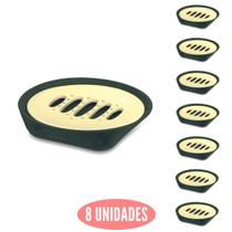 Conjunto 8 Porta Sabonete Slim c Ralo Verde com Dourado UZ