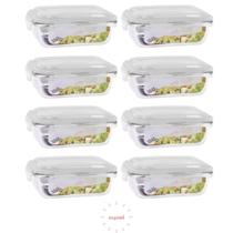 Conjunto 8 Pote 1040ml Hermético Vidro Marmita Com 4 Travas