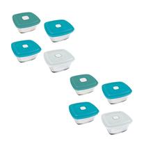 Conjunto 8 Pote Vasilha Marinex Marmita C/ Tampa Vidro Nadir