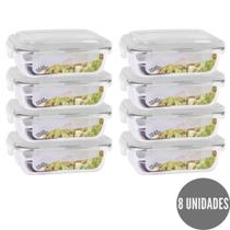 Conjunto 8 Potes 1040ml Hermético Vidro Tampa Mantimentos