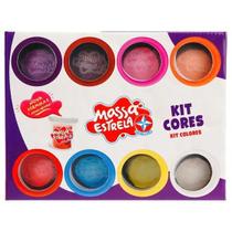 Conjunto 8 potes de massinha Kit Cores Massa Estrela