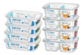 Conjunto 8 Potes Retangular Alimentos Multiuso Bpa Free Variado