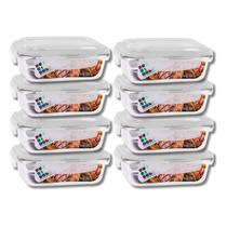 Conjunto 8 Potes Vidro Hermético Marmita Mantimentos 640ml