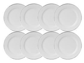 Conjunto 8 Prato Raso Tramontina Filete Prata Porcelana Branca Prateado Conjunto 8 Prato Raso Tramontina Filete Prata Porcelana Branca Prateado