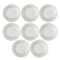 Conjunto 8 Pratos Raso Cerâmica 24,3cm Perla Branco - Corona