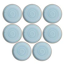 Conjunto 8 Pratos Raso Cerâmica Caoba 27,5cm Azul Conjunto 8 Pratos Raso Cerâmica Caoba 27,5cm Azul