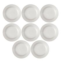 Conjunto 8 Pratos Sobremesa Cerâmica 20,5Cm Perla Branco