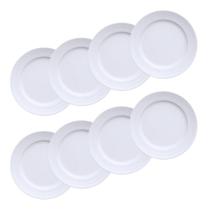 Conjunto 8 Pratos Sobremesa Chevron Porcelana Branca Germer