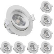 Conjunto 8 Spot Led Redondo Embutir 3W Branco Frio 6500k Bivolt - Luz Fria e Econômica com Alta Durabilidade