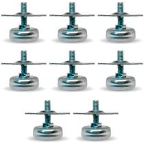 Conjunto 8 Unidades Sapata Pé Niveladora 8mm Com Placa Regulavel de 2 até 4cm